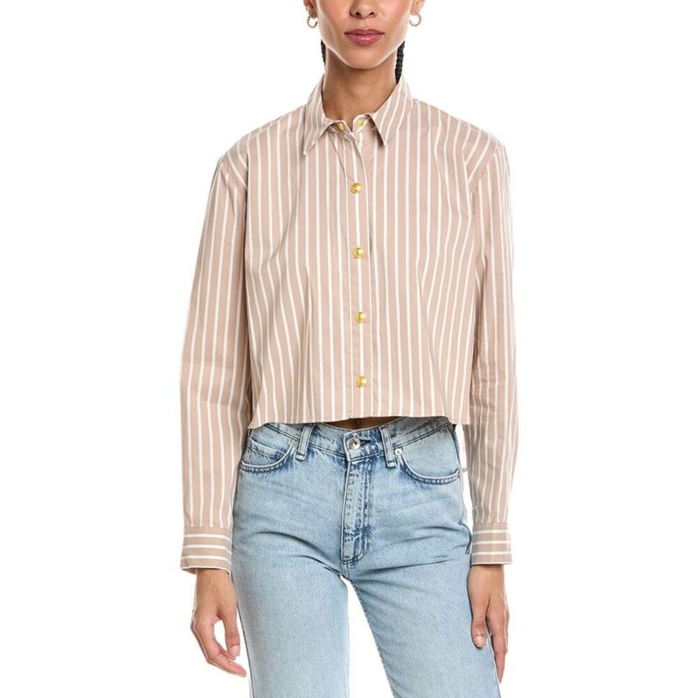 L’Agence Womens L'agence Cosette Crop Hi Low Shirt, White